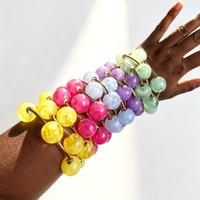 Bracelets en résine épaisse Kaimei 9 couleurs 20 mm pour femmes, bracelets extensibles à grosses perles, bracelets et joncs dorés à la mode