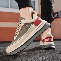 Chaussures de course imperméables en cuir pour hommes, respirantes, à semelle souple et résistantes à l'usure, avec talon compensé, idéales pour l'automne