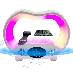 <span class=keywords><strong>G</strong></span> lámpara multifunción <span class=keywords><strong>3</strong></span> en 1 cargador inalámbrico pad soporte altavoz RGB despertador para reloj <span class=keywords><strong>airpods</strong></span> y para iPhone - Product Image 1