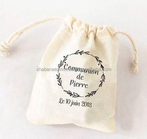Sac à cordon en toile imprimé promotionnel, grand sac à cordon personnalisé avec logo, pochette cadeau de Noël, sac à cordon en toile de coton - Product Image 3