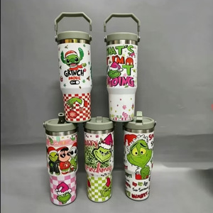Elonna Large-Capacity <b>Grinch</b>-Themed Stainless Steel Insulated Tumbler with Handle Cold/Hot Retention Factory - Product Image 3