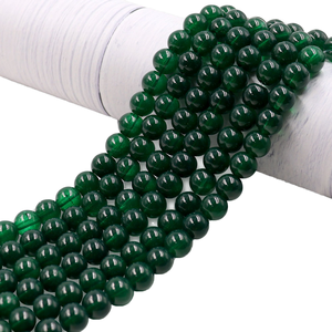 Cuentas de Cristal de Jade Verde Liso Redondas de 10 mm, Listas para Enviar, Bolas de Vidrio de Piedras Preciosas para Hacer Joyería Personalizada para Hombres y Mujeres - Product Image 1