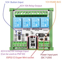 ESC3B04 DC 9V 12V 24V 10A 4AI-4DO 0-10V Input Analog ESP32 C3 Super Mini RS485 Relay Expansion Smart Home IOT Simple PLC