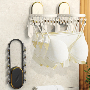 ราวตากผ้าติดผนังพร้อมคลิปหนีบสำหรับถุงเท้าชุดชั้นในห้องน้ำใช้ในร่ม - Product Image 3