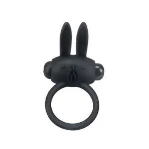 Logotipo personalizado coqueteo masaje conejo vibrador masculino anillo de bloqueo eyaculación retardada anillo de pene