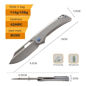 سكين قابل للطي بمقبض من سبائك التيتانيوم الراقية مع دعم M390 OEM للتخييم في الهواء الطلق - Product Image 5