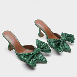 2024 Women High Heel Bowknot <strong>Slippers</strong> <strong>Ladies</strong> Rhinestone Sequins Fashion <strong>Slippers</strong> <strong>Mules</strong> - Product Image 2