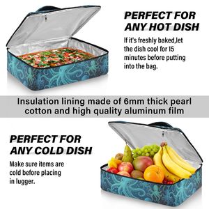 Bolsa de almuerzo aislada de nailon con diseño personalizado de palmeras tropicales azules de Hawái, 12L, impermeable, portátil, para camping. - Product Image 5