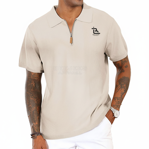 Cómoda y ligera camiseta de polo con cremallera de cuarto, logotipo personalizado, manga corta, tela totalmente personalizada, camisetas de polo para hombres de Pakistán - Product Image 1