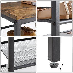 <span class=keywords><strong>Zapatero</strong></span> <span class=keywords><strong>Industrial</strong></span> de 5 niveles, organizador de calzado con 4 estantes de malla, plano o inclinable, ajustable, para 16 pares de entrada - Product Image 6