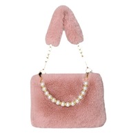 Sac à main bandoulière pour femme, nouvelle mode Printemps-Été 23, design de niche transfrontalier, Mao Mao, orné de perles carrées et d'une chaîne en peluche