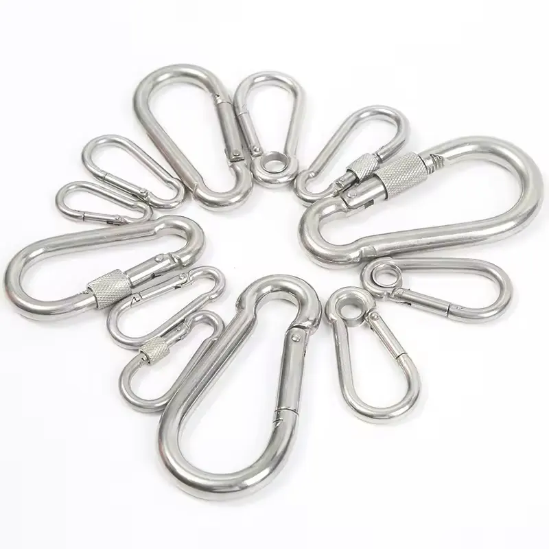 Chất lượng cao SS giàn 304 an toàn leo 4mm quickdraw Vòng mousqueton inox Snap móc không gỉ móc thép Carabiner Clip