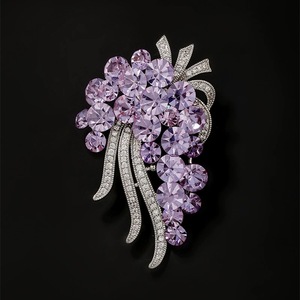 Broche de Flores de Cristal Violeta, Broche de Flores Elegante, Estilo Coreano de Lujo, Joyería para el Cuello, Broches Plateados, Regalo de Boda o Compromiso - Product Image 3