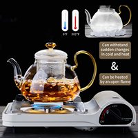 Nouvelle théière en verre borosilicaté résistant à la chaleur à la mode