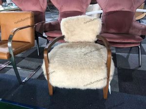 <strong>Yeti</strong> Sheepskin Lounge Armchair Living Room <strong>Chair</strong> Fabric Leather Upholstered Living Room Home Furniture - Product Image 2