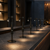 Lámpara de Mesa LED Moderna con Cabezal Giratorio de 360 Grados e Inclinación de 90 Grados, Táctil, Regulable, Inalámbrica, Recargable, para Bar o Restaurante