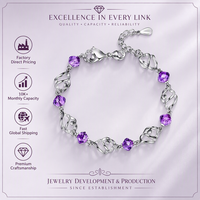 Bracelet en argent plaqué avec perles en forme de cœur pour femmes, bijoux élégants en Zircon, cadeau
