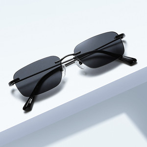Custom Logo 2026 Vintage <b>Men</b> Women Rimless <b>Square</b> Sun Glasses UV400 Stainless Steel Small Frame <b>Sunglasses</b> - Product Image 2