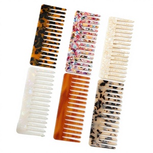 Yuxi Custom Logo High Quality Acetate Anti-static Multicolor Eco-Friendly Casual Long Straight <b>Wide</b> Tooth Hair <b>Comb</b> 18*3.8cm - Product Image 4
