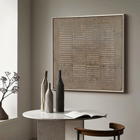 Peintures à l'huile sur toile texturée abstraite brune, art minimaliste Wabi-Sabi personnalisé pour les hôtels, vente en gros pour les halls d'hôtels de luxe