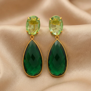 Nouvelles boucles d'oreilles ethniques en or plaqué or avec émeraude, pour fiançailles, mariage et fêtes - Product Image 2