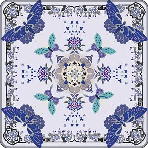 Tapete de Mahjong Plegable de Lujo Americano con Diseño Floral Azul Vintage, Base de Goma Antideslizante para Mesa de Juego - Product Image 3