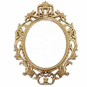 Oval Antique Gold 14''x20'' Inch Decorative Plastic Wall Mirror Vintage Hanging Mirror for Bedroom Living Room Dresser Decor