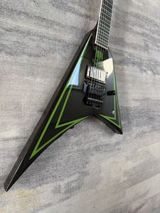 Guitare électrique ESP Style Green Stripe Explorer avec double trémolo et micros <span class=keywords><strong>EMG</strong></span>, forme personnalisée Skull - Product Image 6
