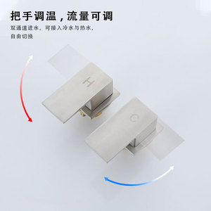 Dual Handle Basin Faucet 4 Centerset <b>Deck</b> Mounted Stainless Steel Hot Cold Water Modern Style Brass Valve Core - Product Image 3