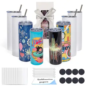 Groothandel 16 Pack 15Oz 20 Oz Sublimatie Tumbler Blanks Warmte Overdracht Roestvrij Staal Geïsoleerde Sublimatie Tuimelaar Met Deksel Str