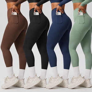 Leggings Deportivos para Mujer, Cintura Alta, Acabado Mate, Sensación de Segunda Piel, Bolsillo para Teléfono, Transpirables, Elásticos, para Gimnasio y Running - Product Image 1