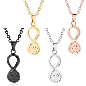Perhiasan Kremasi Hewan Peliharaan Anti Air dari Baja Titanium untuk Abu, Dilengkapi Liontin Kenangan Jejak Kaki Infinity, Kalung Kenang-kenangan - Product Image 3