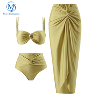 Maillots de bain pour femmes de haute qualité personnalisés, été, plage, solides, écologiques, en spandex/polyester, ensembles de 3 pièces