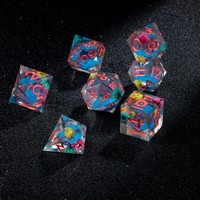 Ensemble de dés en résine liquide bleue, 7 pièces, faits à la main, à bords vifs, polyédriques, pour Dungeons & Dragons, MTG, jeux de société et de table