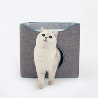 Cubide pour chat, nouveau Design moderne de luxe, lit en Cube de chat, coussin doux, boîte de rangement détachable, en carton pliable, maison d'extérieur