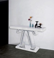 Table miroir en diamant écrasé pour salon moderne, meuble de maison, marché américain, console, en forme de O, avec miroir