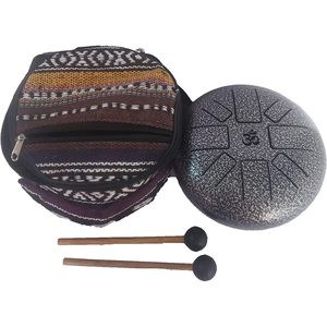 Tambour heureux en acier avec conception OM Tambour à percussion de 6.5 pouces 8 notes 2 maillets Sac de transport pour la méditation, le yoga et l'utilisation musicale - Product Image 2