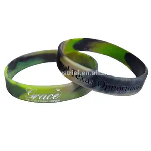 wholesale exercise fitness camo army design silicone rubber bracelet with star name silicone wristbands