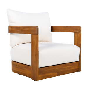 เก้าอี้คลับไม้โอ๊คสำหรับกลางแจ้ง ดีไซน์ทันสมัย ทรงโค้ง พร้อมเบาะกันน้ำ เฟอร์นิเจอร์สำหรับสวนและลานบ้าน - Product Image 2