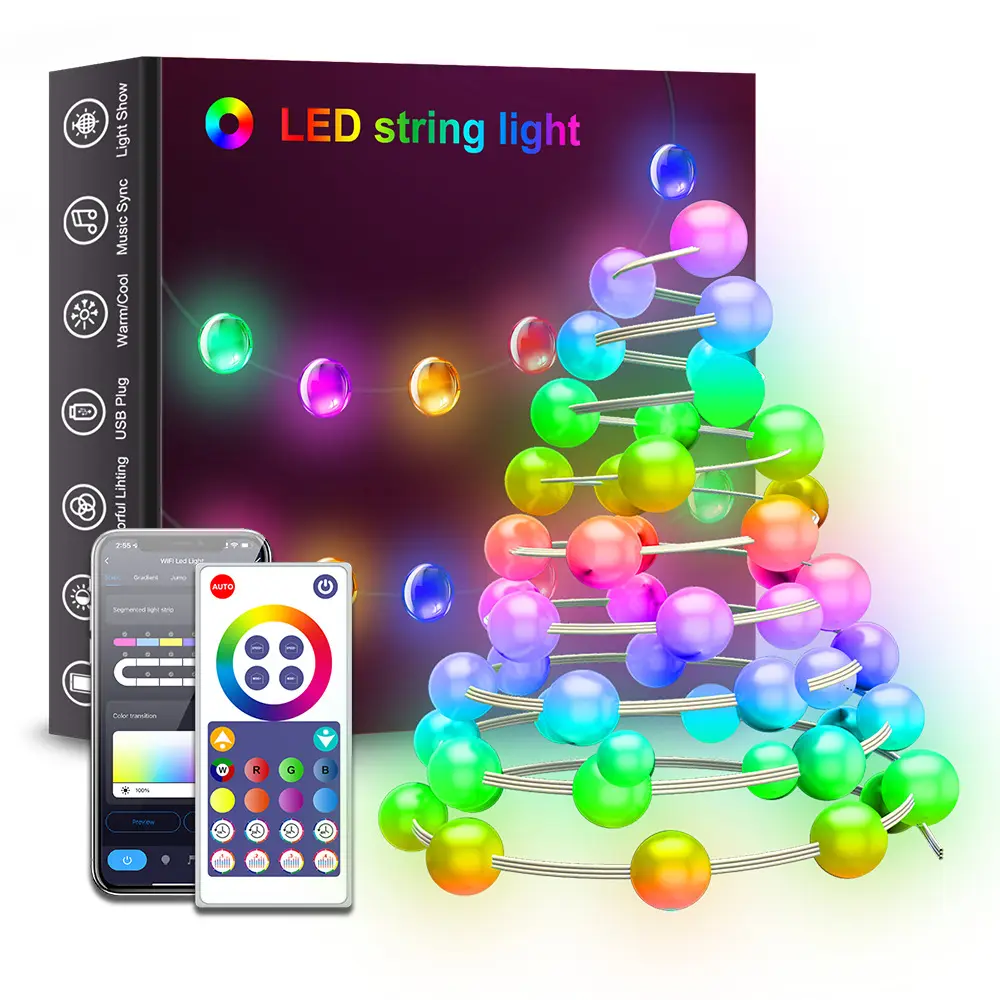New Home Decor Smart APP Remote Control USB Flashing Fairy Lighting Led String Lights for Garden Decoration Outdoor