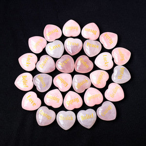 Cœur en quartz rose, cristal gravé avec la <span class=keywords><strong>parole</strong></span> « Love », petite pierre <span class=keywords><strong>de</strong></span> poche roulée, collection <span class=keywords><strong>de</strong></span> cristaux - Product Image 4