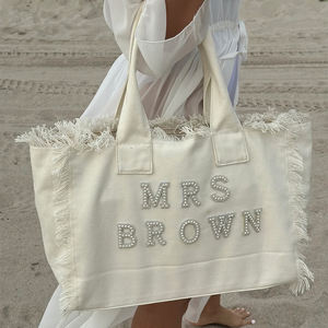 Sac fourre-tout de demoiselle d'honneur mariée lune de miel <span class=keywords><strong>frange</strong></span> grand sac <span class=keywords><strong>avec</strong></span> perles - Product Image 4