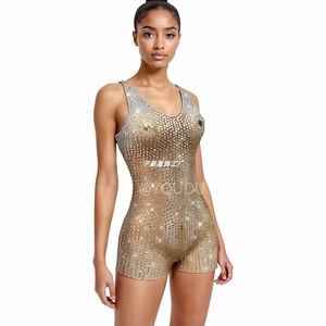 Robe de danse de scène pour femmes Novance avec strass, 100% polyester, maille pour spectacles de fête pour adultes - Product Image 2