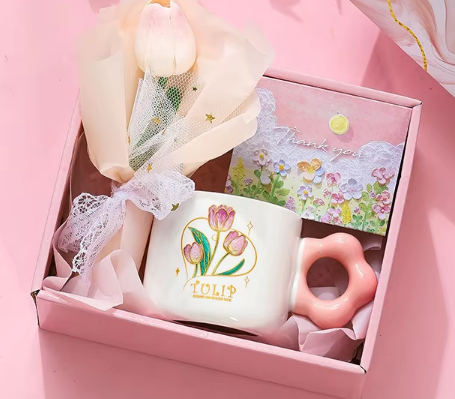 Carta con fiore di tulipano rosa