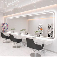 Miroir mural grand format avec éclairage intégré, style luxe léger, forme carrée, pour salon de coiffure et coiffeuse, idéal pour influenceurs