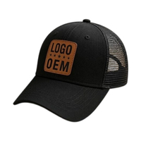 Casquette de camionneur de haute qualité en maille polyester avec logo brodé et patch en cuir, style hip-hop, pour adultes, pour la plage et les activités de plein air