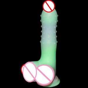Neue realistische Masturbation Silikon Gelee weibliche Dildo Kondom geformte leuchtende Sexspielzeug - Product Image 2