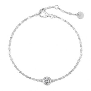 Bracelets pour femmes Dylam Fine, design minimaliste, bijoux en argent S925, rhodié, plaqué or 18 carats, chaîne à lèvres, pendentif rond en zircone 5A - Product Image 1
