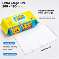 Lingettes pour les mains et la bouche pour bébé, grandes, épaisses, douces, en tissu non tissé spunlace, pour la décontamination et le nettoyage, 200x190mm, usage domestique, vente en gros