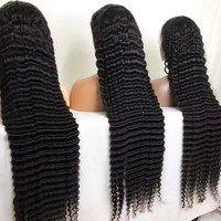 Perruques de cheveux humains indiens bruts 13x4 avec dentelle transparente, cuticules alignées, ondulations profondes, perruques frontales Full HD pour femmes noires